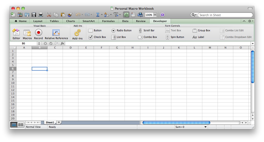need developer tab in excel for mac